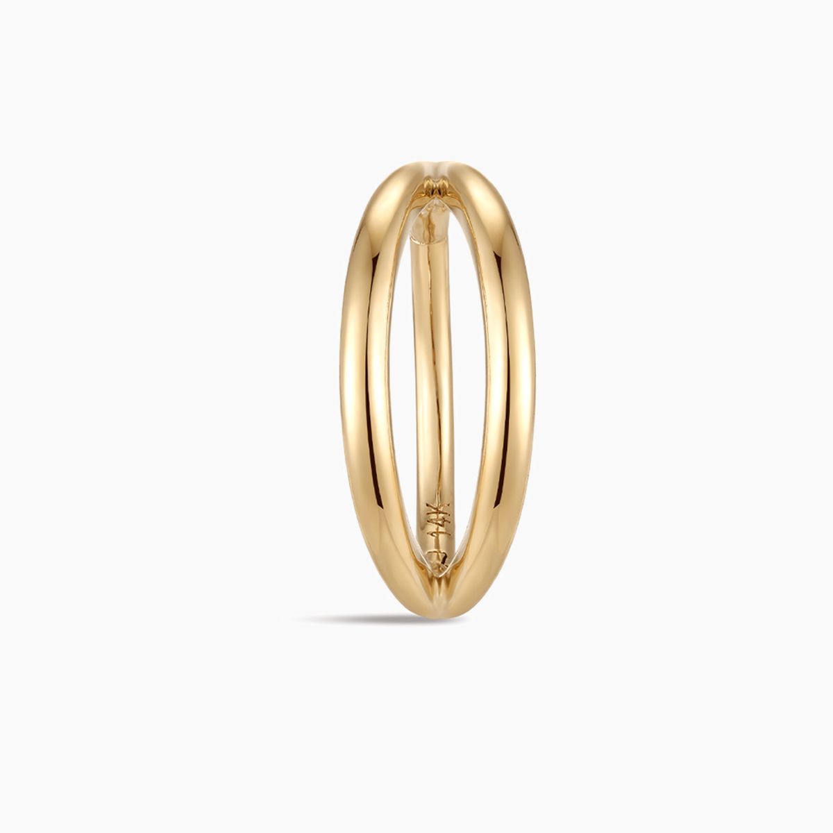 14K Solid Yellow Gold · Double Hoop Clicker