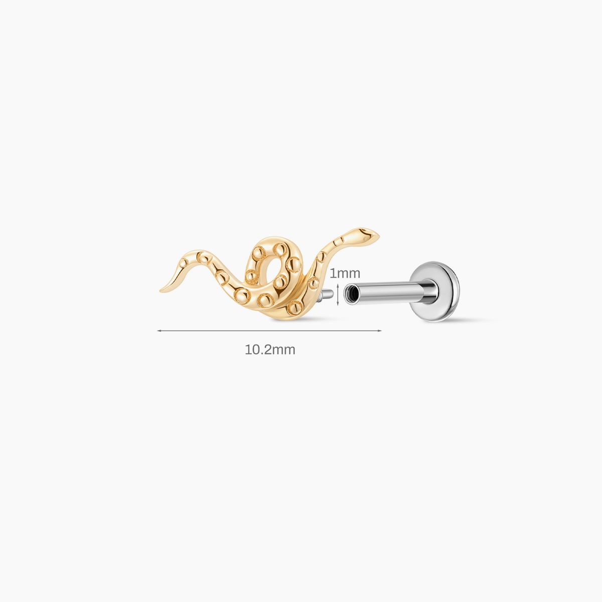 14K Yellow Gold Serpent Flat-Back Stud & Titanium Post