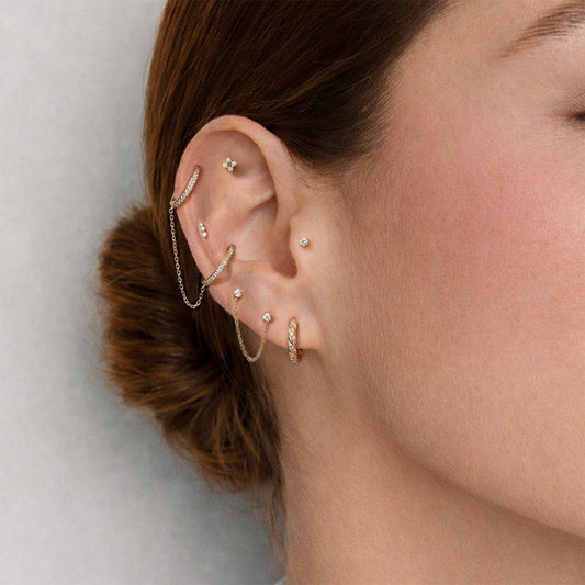 Aunyra- 14K Solid Yellow Gold Graduated Round Flat Back Stud & Titanium Post