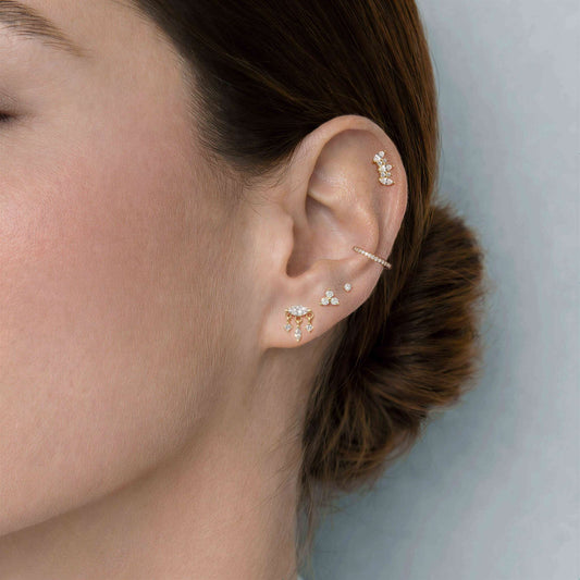Aunyra- 14K Yellow Gold Marquise Dangle Flatback Stud & Titanium Post