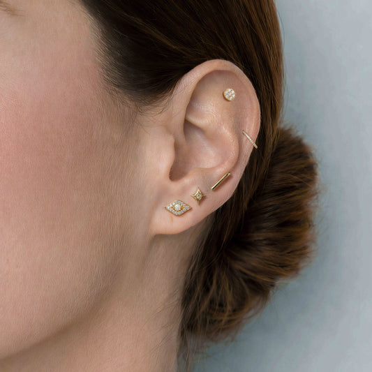Aunyra- 14K Yellow Gold Round Pav� Flat Back Stud & Titanium Post