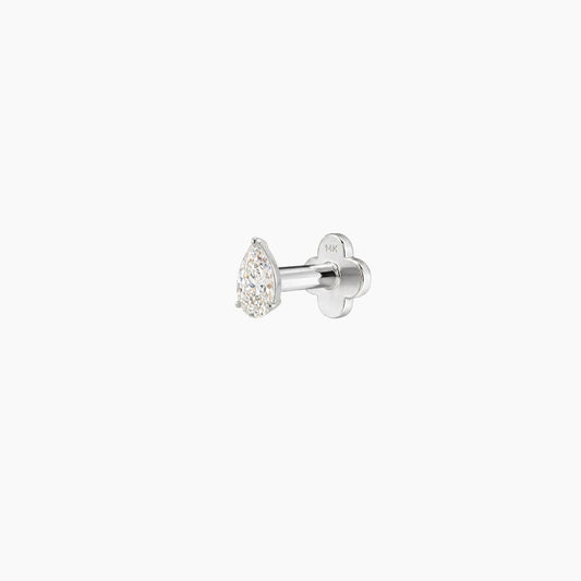 AERÉ™ 14K White Gold 3-Prong Pear Flat Back Stud & Solid Gold Post - Photo 2 | AUNYRA