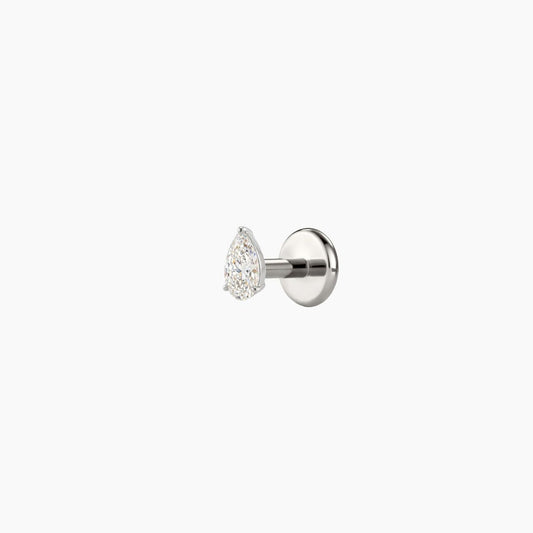AERÉ™ 14K White Gold 3-Prong Pear Flat Back Stud & Titanium Post - Photo 2 | AUNYRA