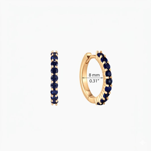Aunyra- 14K Yellow Gold September Sapphire Birthstone Clicker Hoop
