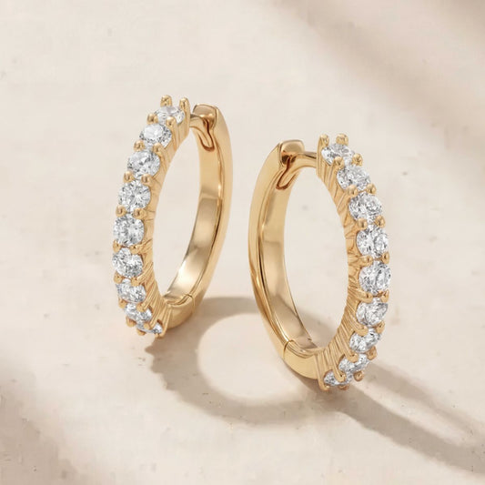Aunyra- 14K Yellow Gold April Lab Diamond Birthstone Clicker Hoop