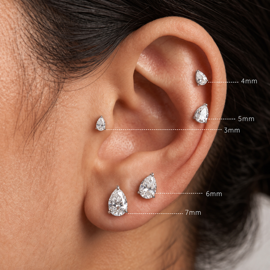 AERÉ™ 14K White Gold 3-Prong Pear Flat Back Stud & Solid Gold Post
