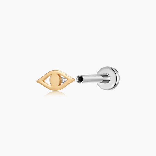 Aunyra- 14K Solid Yellow Gold Evil Eye Flat Back Stud & Titanium Post