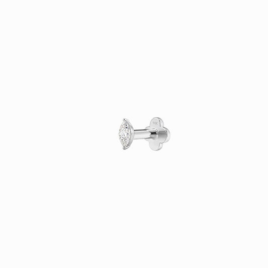 AERÉ™ 14K White Gold Prong-Set Marquise Flat Back Stud & Solid Gold Post - Photo 2 | AUNYRA