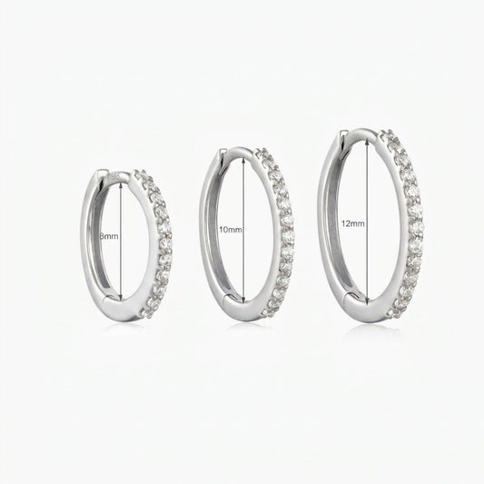 Aunyra- 14K Solid White Gold Slim Pav� Huggie Hoop