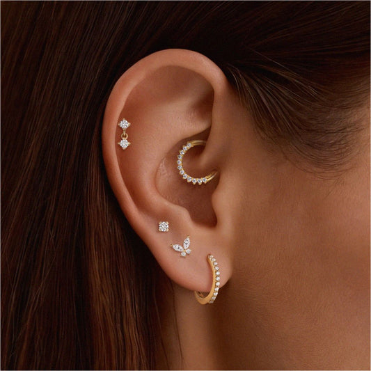 Aunyra- 14K Solid Yellow Gold Butterfly Stud Flat Back Piercing & Titanium Post