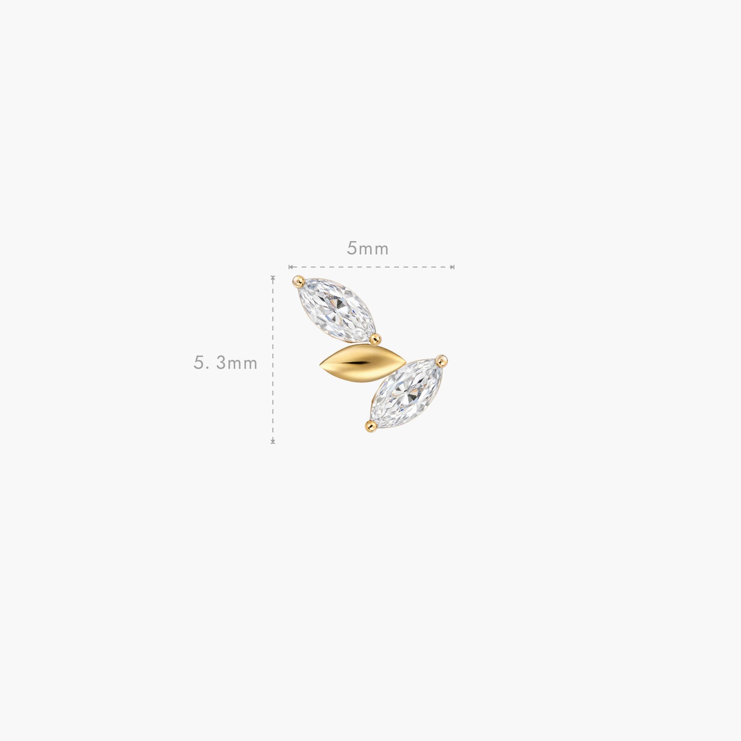 ECLORA Marquise Leaf Cluster - Solid Gold Solid Gold Post - view 5