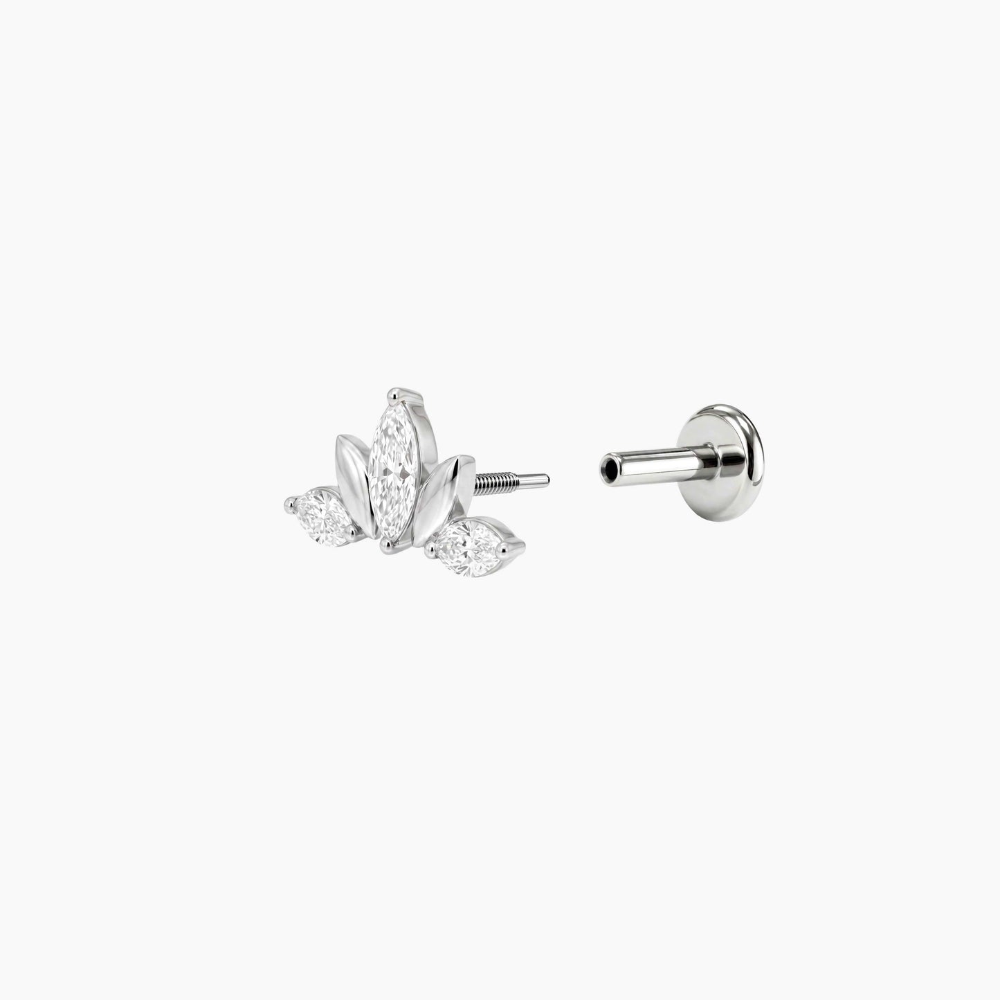 ECLORA Marquise & Round Crown - White Gold Titanium Post - view 2