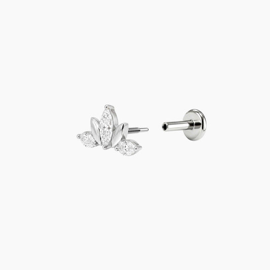 ECLORA Marquise & Round Crown - White Gold Titanium Post - view 2