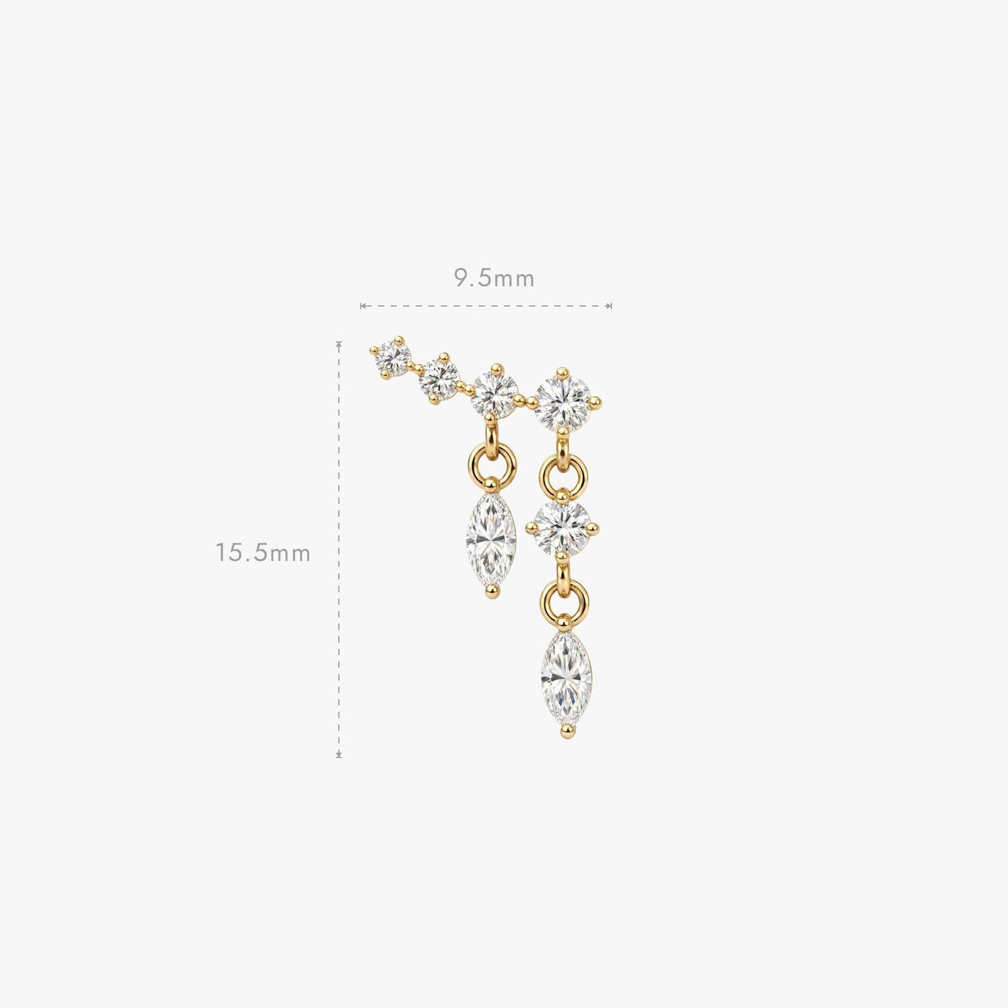 ECLORA Marquise Tassel Double-Drop - Solid Gold Solid Gold Post - view 5