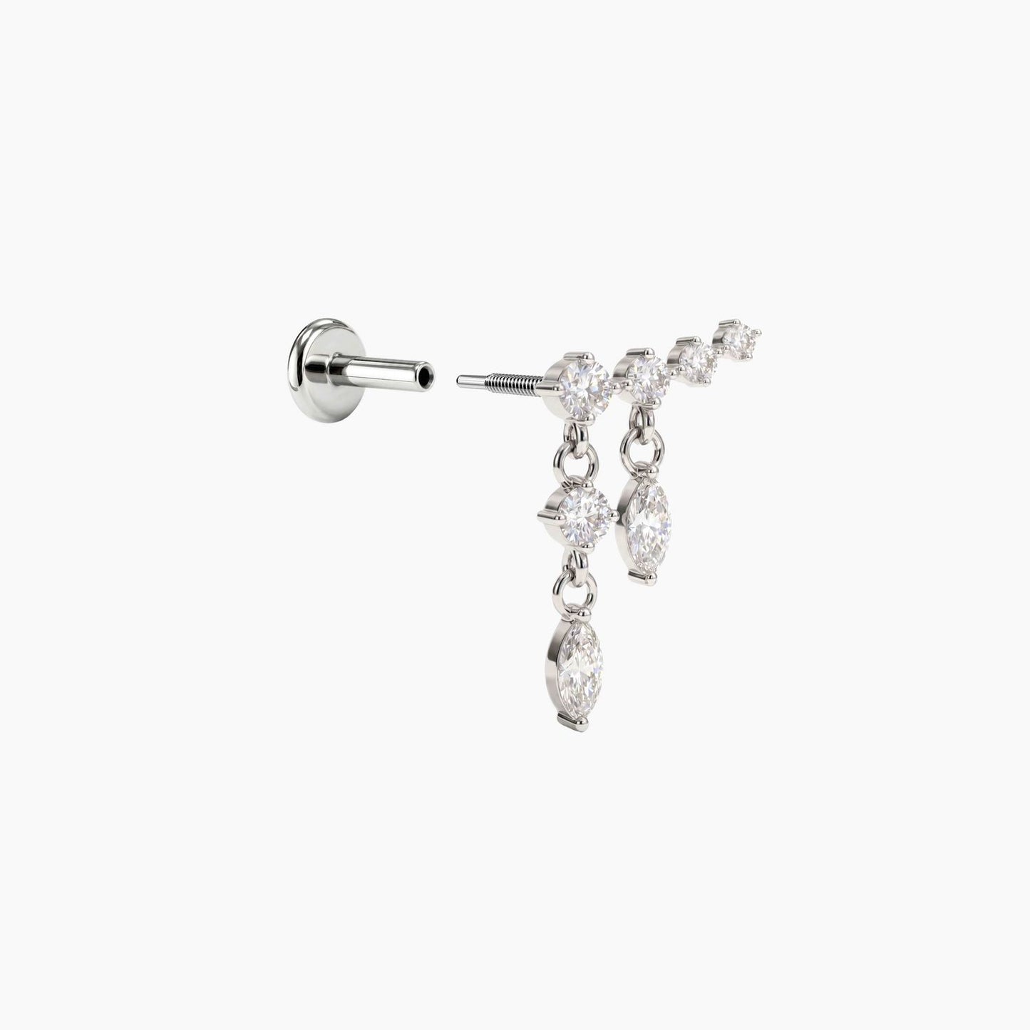 ECLORA Marquise Tassel Double-Drop - White Gold Titanium Post - view 1