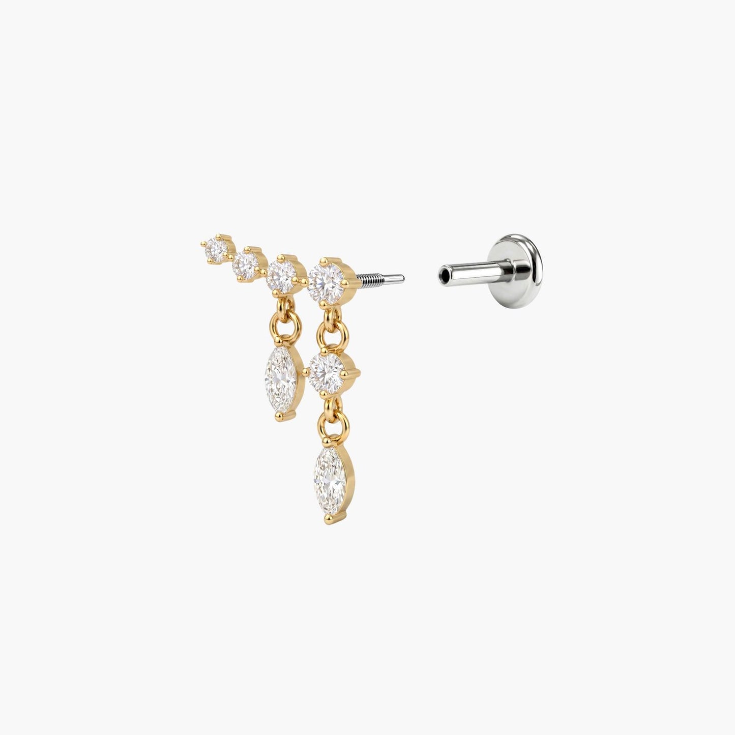 ECLORA Marquise Tassel Double-Drop - Solid Gold Titanium Post - view 1