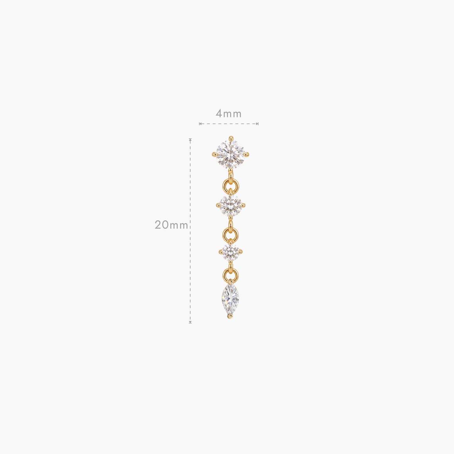 ECLORA Round & Marquise Drop - Solid Gold Solid Gold Post - view 3