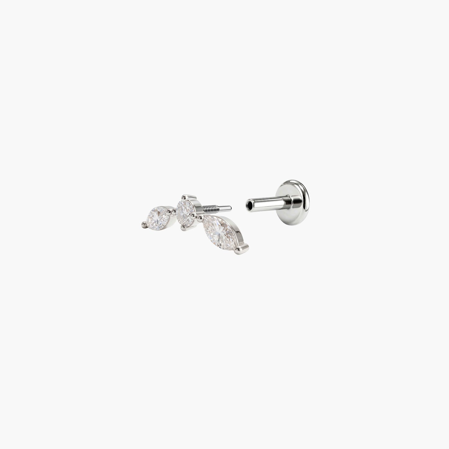 ECLORA Round & Marquise Trio - White Gold Titanium Post - view 2