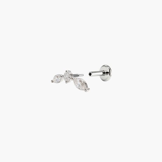 ECLORA Round & Marquise Trio - White Gold Titanium Post - view 2