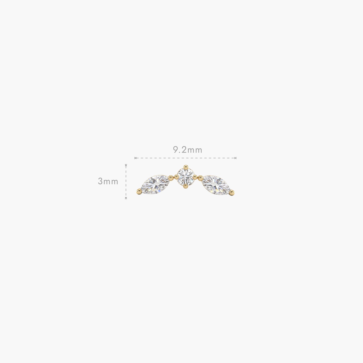 ECLORA Round & Marquise Trio - Solid Gold Solid Gold Post - view 3