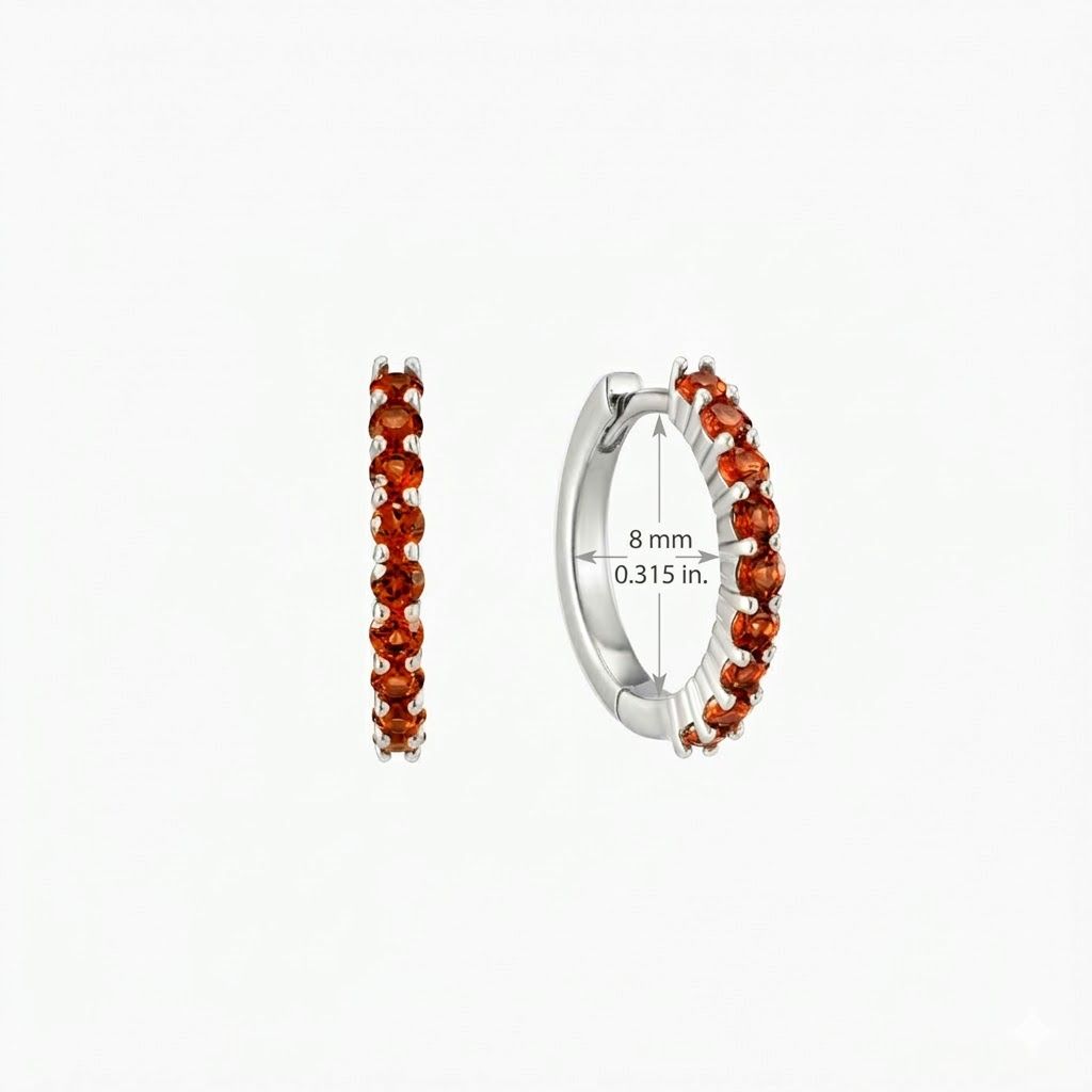 Aunyra- 14K White Gold January Garnet Birthstone Clicker Hoop