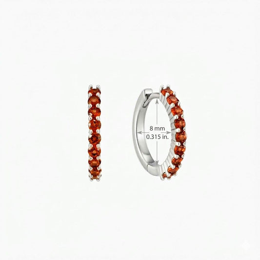 Aunyra- 14K White Gold January Garnet Birthstone Clicker Hoop