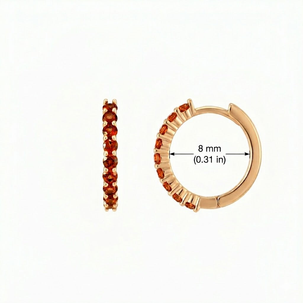 Aunyra- 14K Yellow Gold January Garnet Birthstone Clicker Hoop