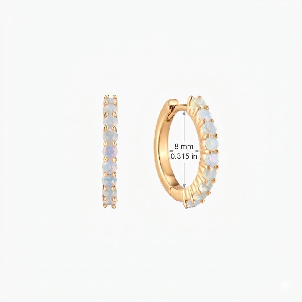 Aunyra- 14K Yellow Gold October Opal Birthstone Clicker Hoop