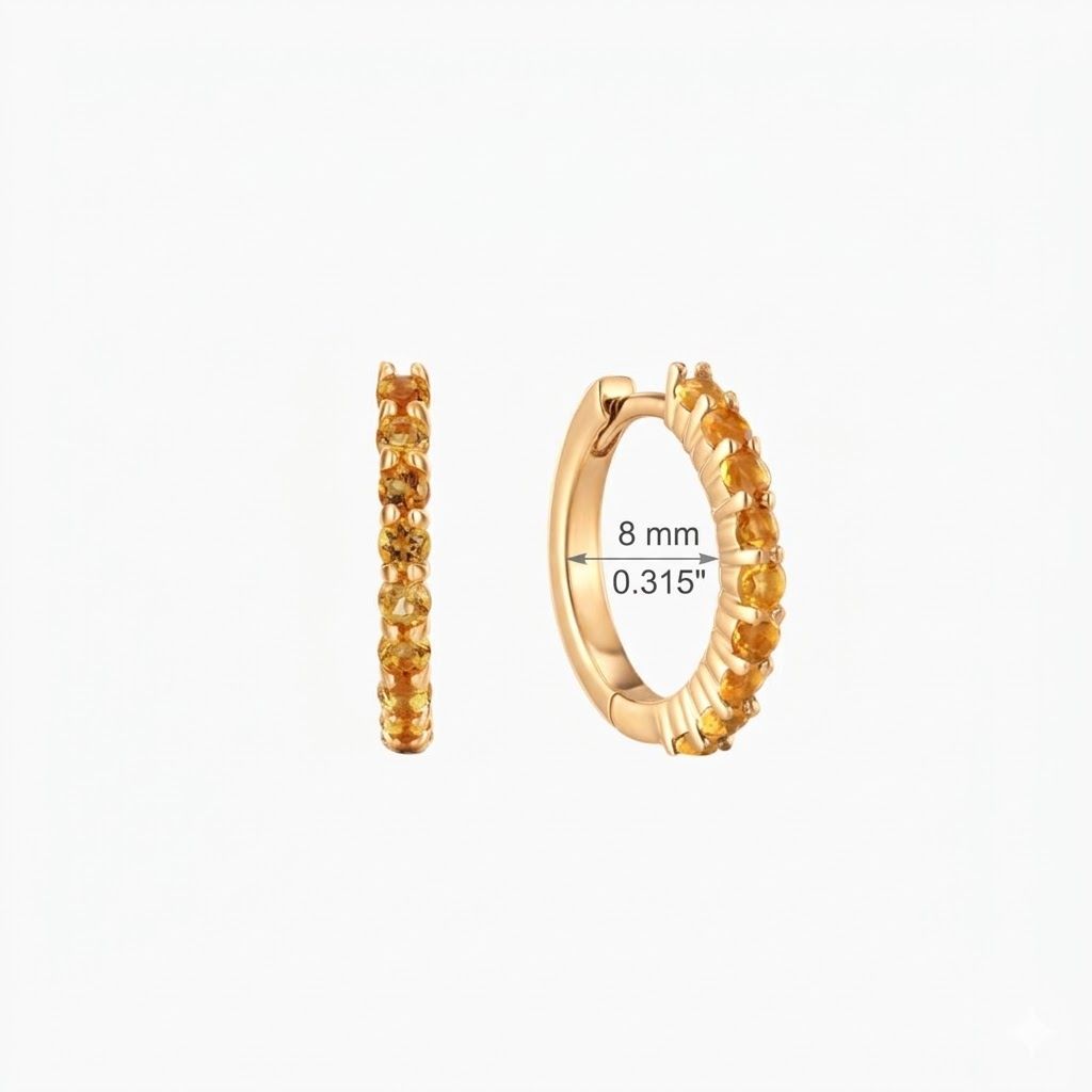 Aro de clic con citrino de noviembre en oro amarillo de 14 quilates