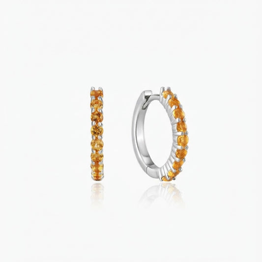 14K White Gold November Citrine Birthstone Clicker Hoop