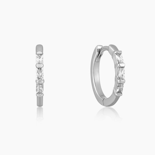 14K White Gold Baguette Cut Clicker Hoop