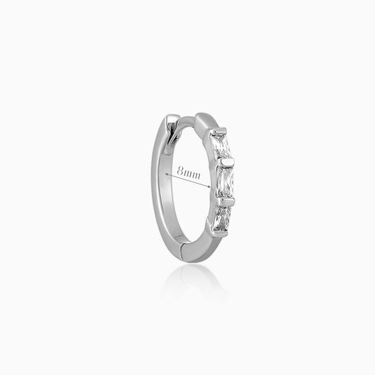 14K White Gold Baguette Cut Clicker Hoop