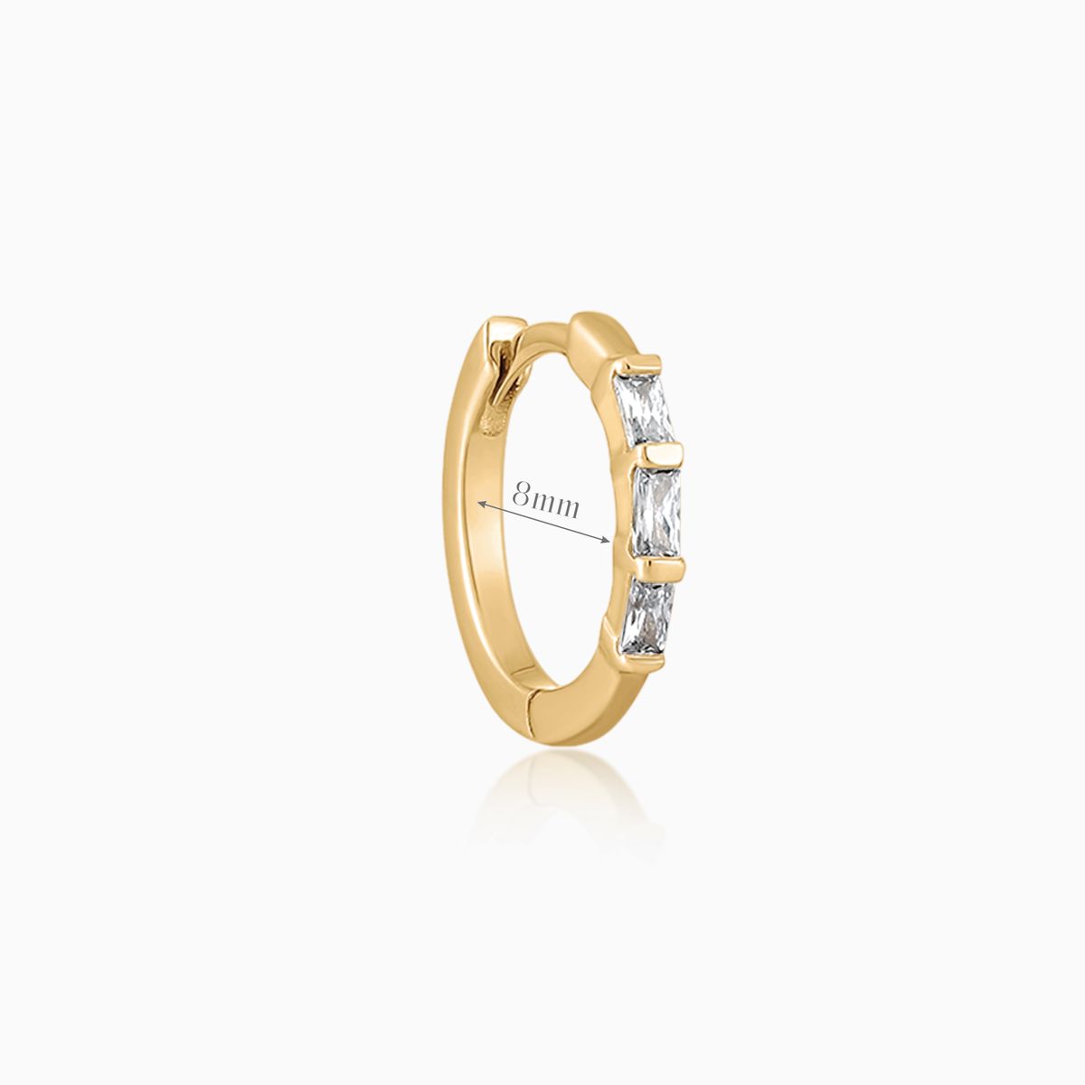 14K Yellow Gold Baguette Cut Clicker Hoop
