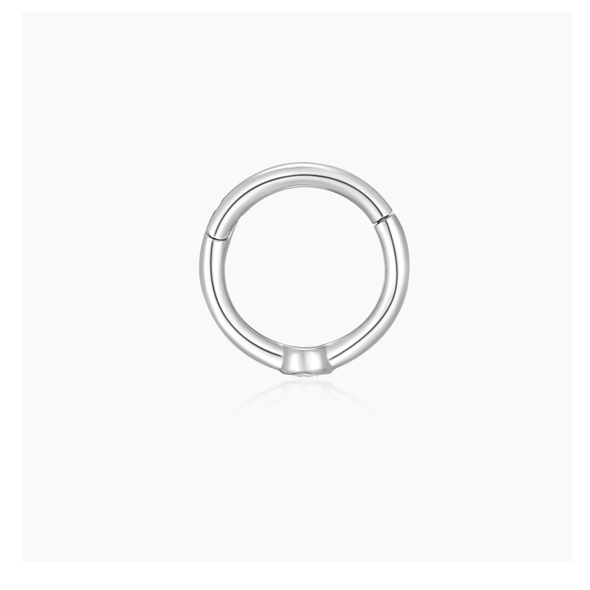 14K Solid White Gold 8mm Bezel Round Clicker Hoop