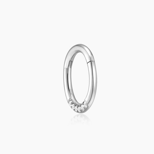 14K Solid White Gold 8mm Round Pavé Clicker