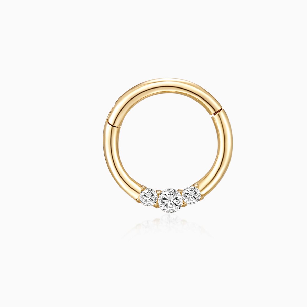 Aunyra- 14K Solid Yellow Gold 8mm Three-Stone Clicker