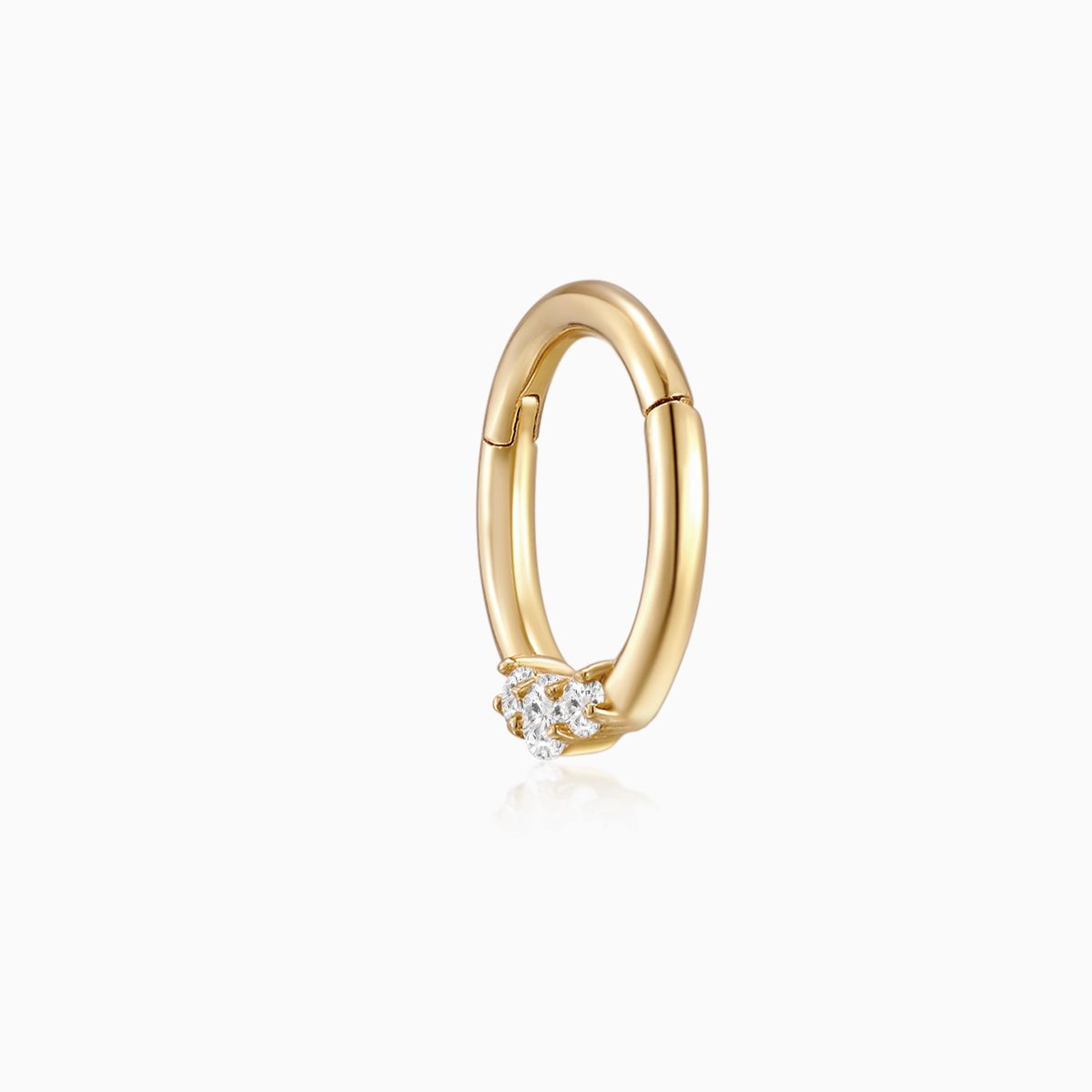 Aunyra- 14K Solid Yellow Gold 8mm Three-Stone Clicker