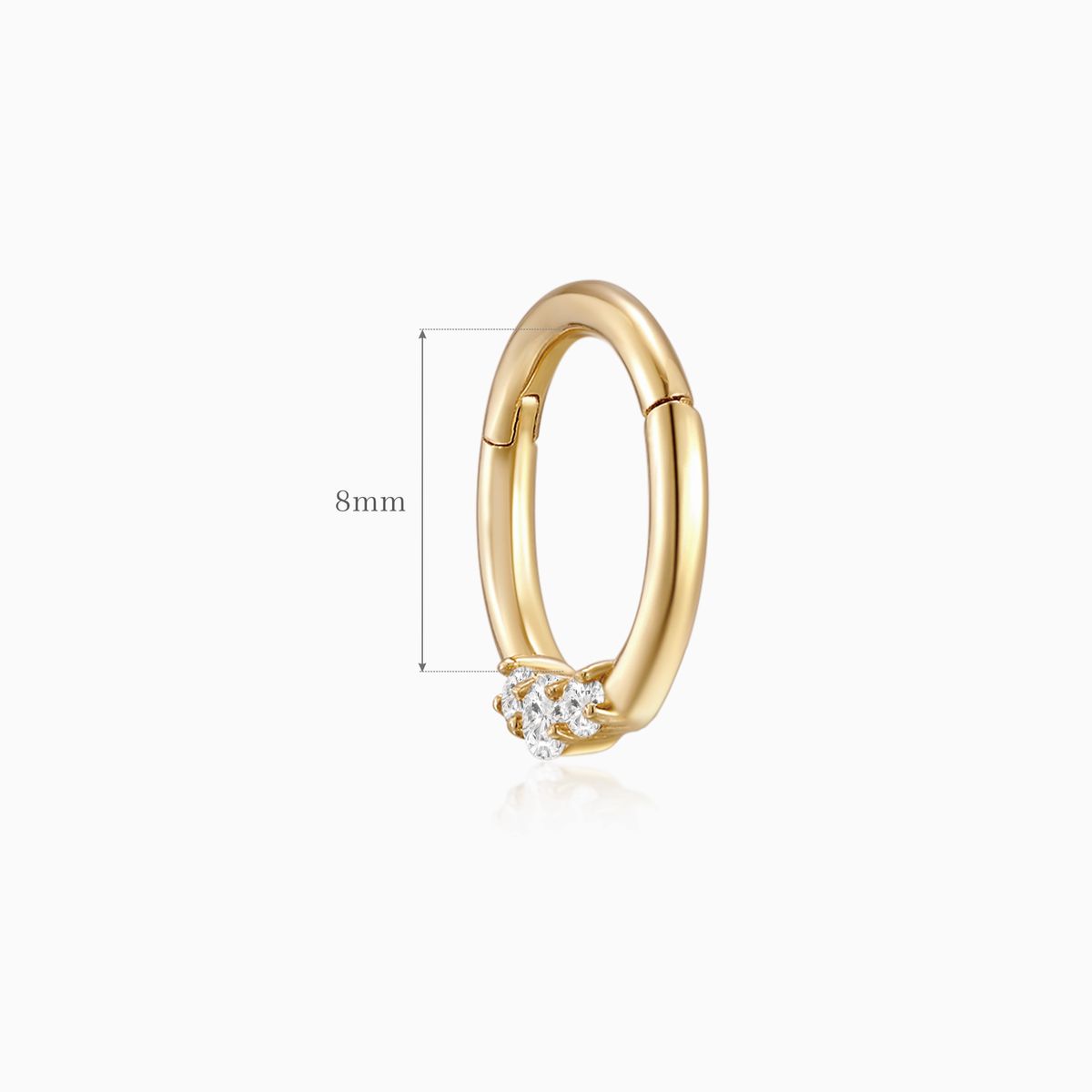 Aunyra- 14K Solid Yellow Gold 8mm Three-Stone Clicker