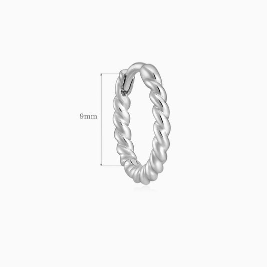 14K Solid White Gold 9mm Twisted Rope Hoop