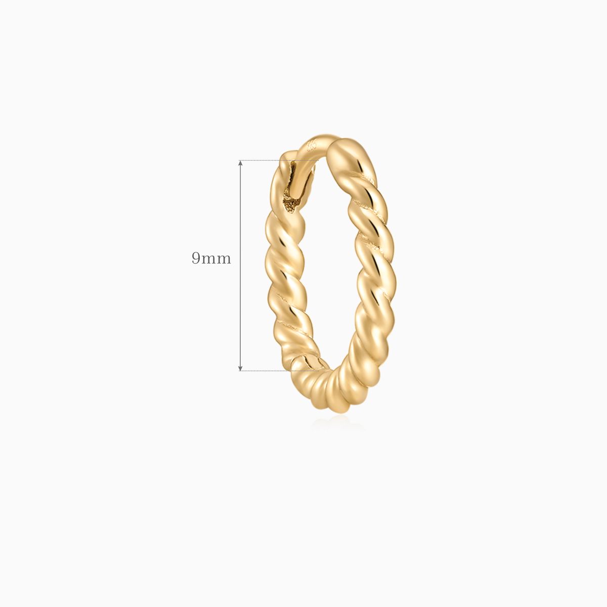 14-karätiger Gelbgold-Ohrring, 9 mm, gedrehtes Seil-Design