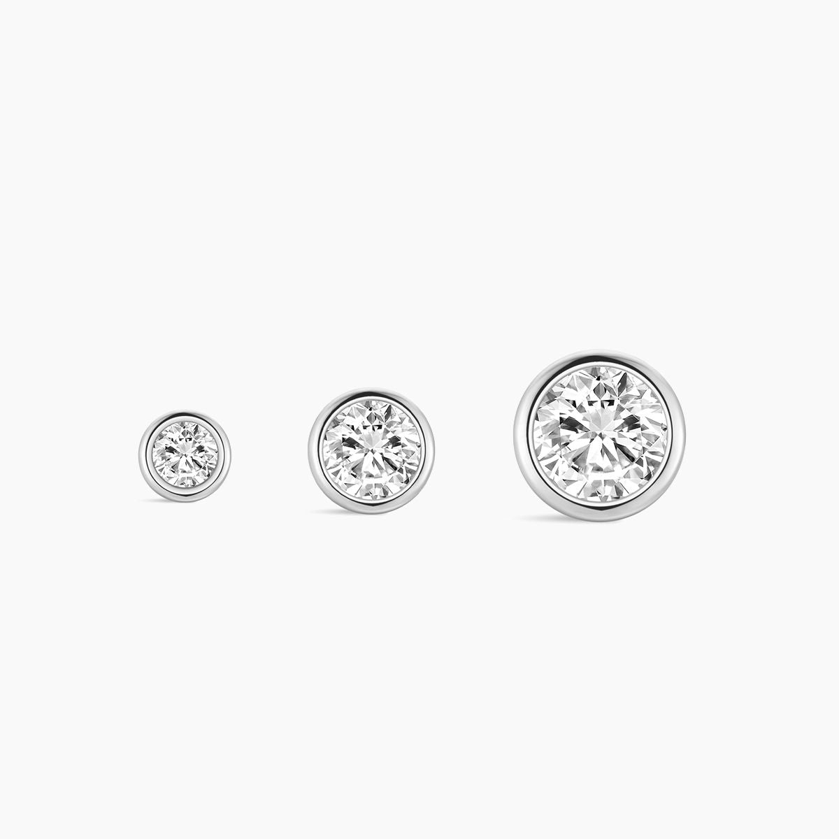14K Solid White Gold Bezel Stud Flatback Piercing & Titanium Post