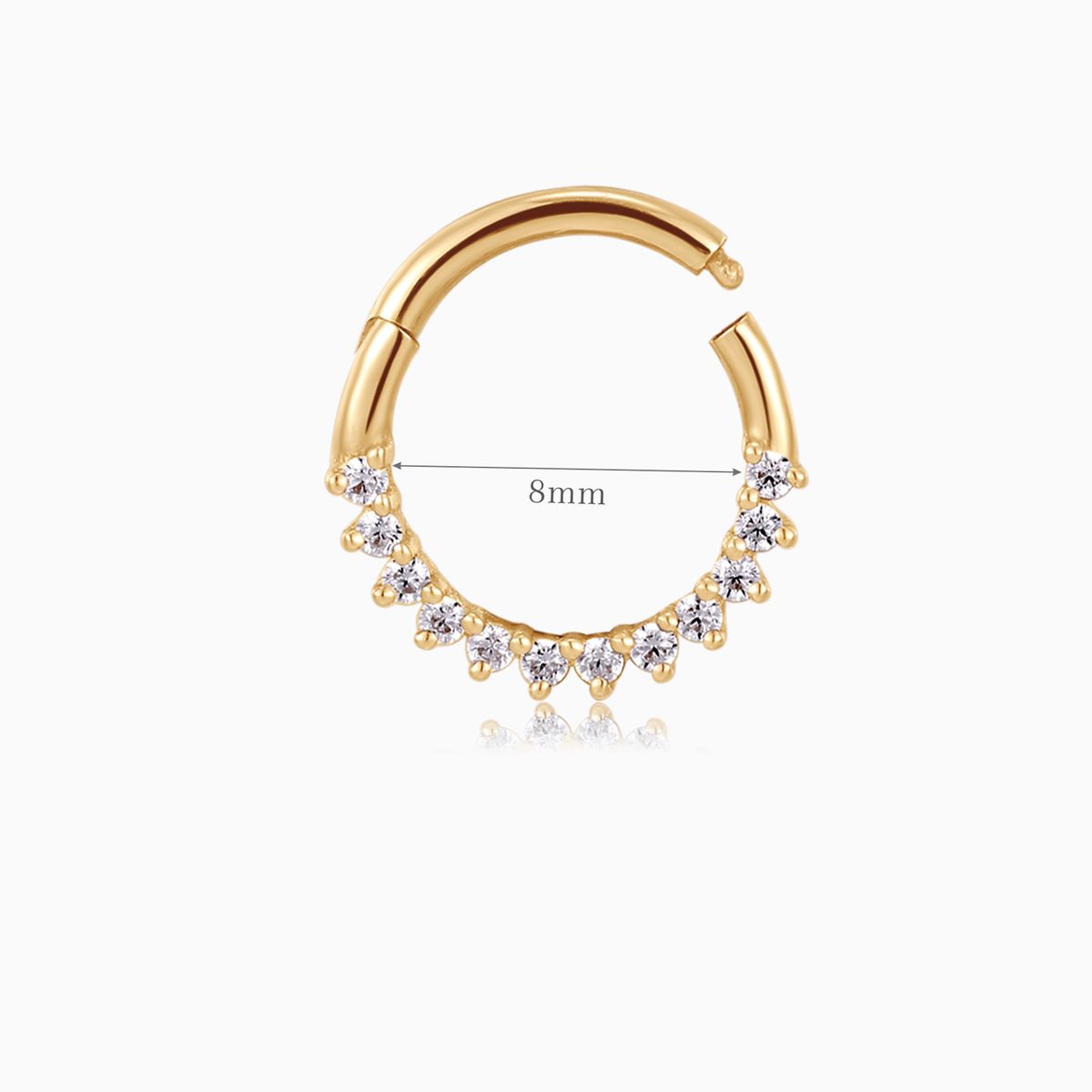 14K Solid Yellow Gold Crown Pavé Clicker Hoop