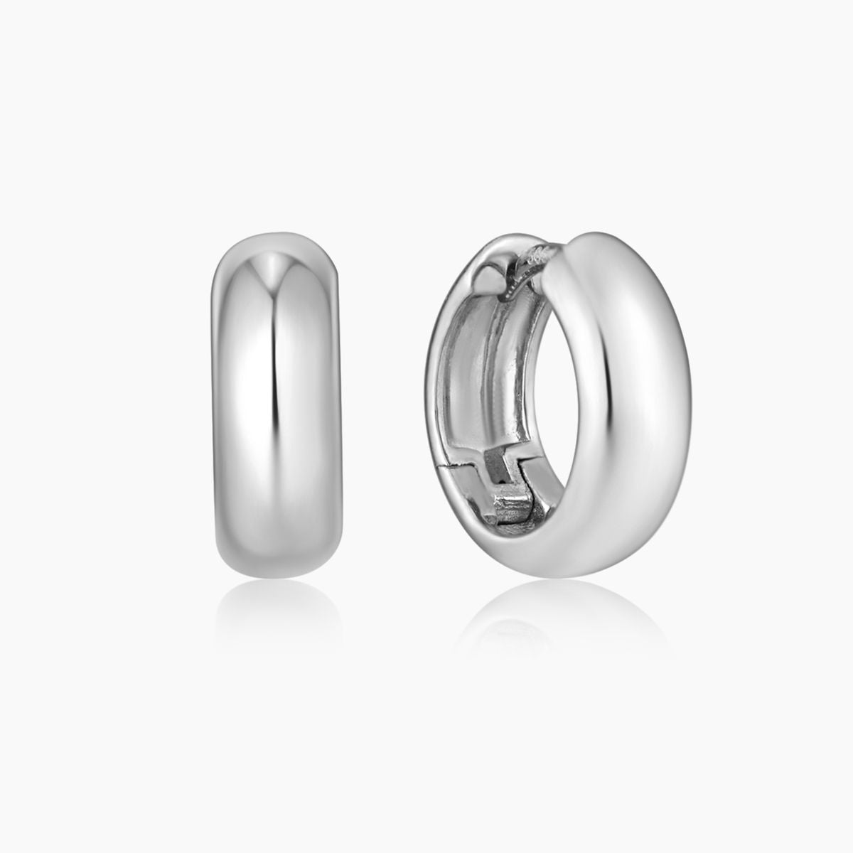 Aunyra- 14K Solid White Gold Dome Mini Huggie Hoop Piercing
