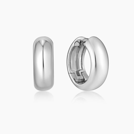 14K Solid White Gold Dome Mini Huggie Hoop Piercing