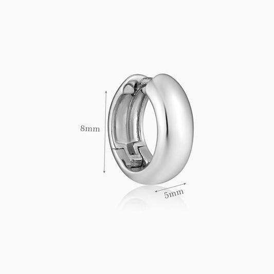 14K Solid White Gold Dome Mini Huggie Hoop Piercing