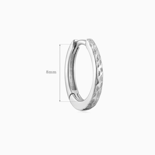 14K Solid White Gold Hammered 8mm Huggie Hoop