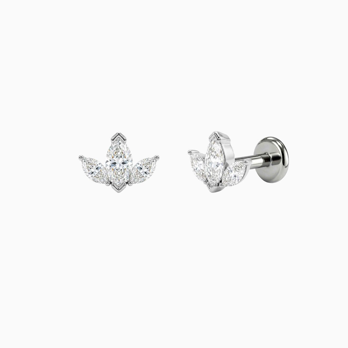 AERÉ™ 14K White Gold Marquise Cluster Flat Back Stud & Titanium Post | AUNYRA