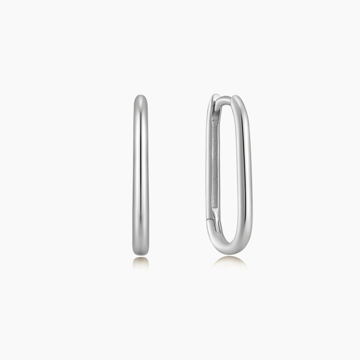 Aunyra- 14K Solid White Gold Oval Hoop Earring