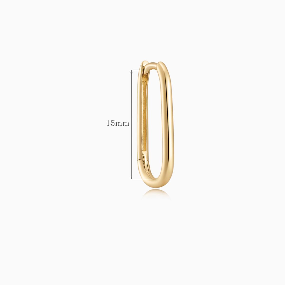 14K Solid Yellow Gold Oval Hoop Earring