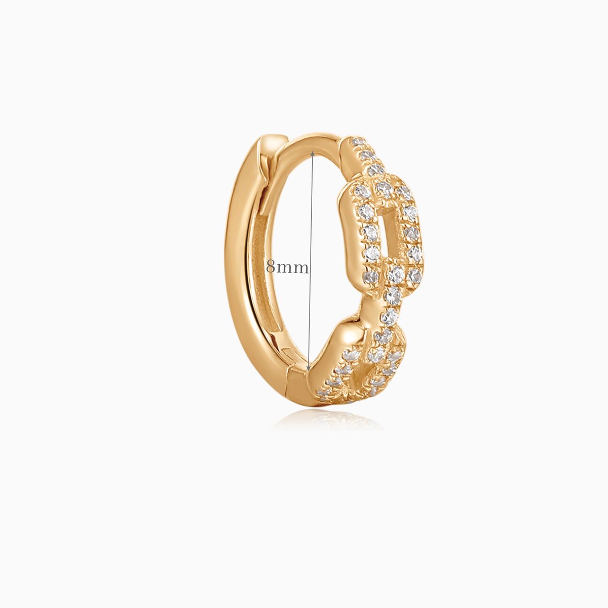 Aunyra- 14K Solid Yellow Gold Pavé Chain-Link Huggie Hoop